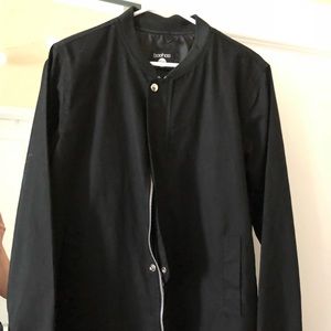 BooHoo longline black bomber jacket